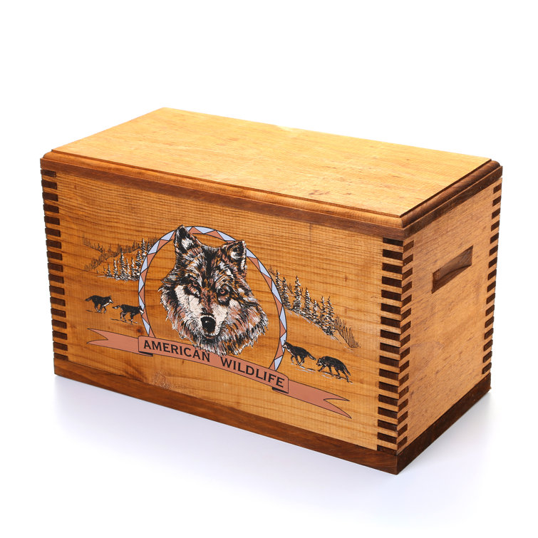 Loon Peak® Wooden Accessory Box with "Wildlife Series" Wolf Print